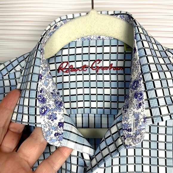 ROBERT GRAHAM Boy’s Button Up Shirt
Cotton Plaid Contrast Floral Cuffs M (10-12) - Picture 2 of 10